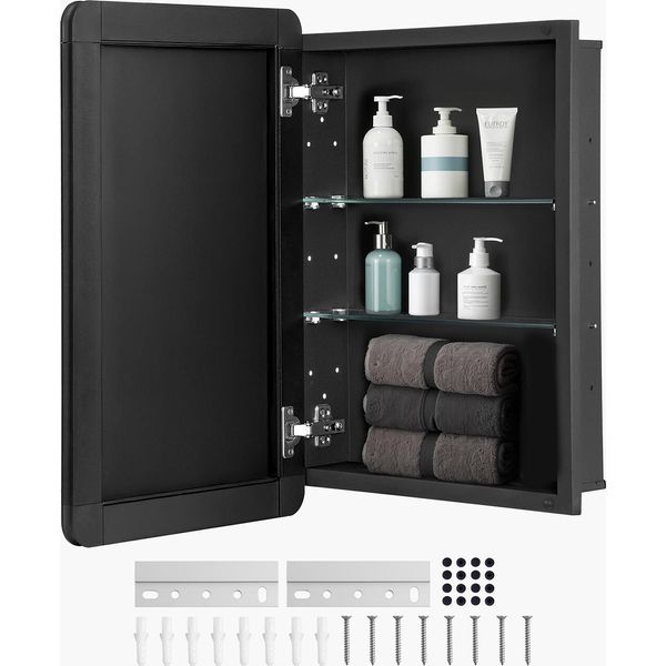 Vevor Armadietto A Specchio Armadietto A Specchio Per Medicinali (406 X 128 X 610 Mm) Per Bagno, Da Incasso E Da Parete, Telaio In Alluminio, Mobile Da Bagno-image