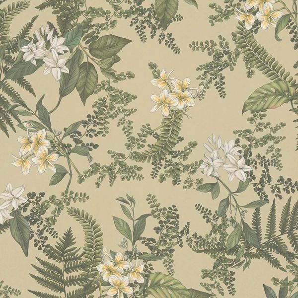 Profhome 394241-GU Carta Da Parati In Tessuto Non Tessuto Floral Opaco Verde Bianco Giallo 5,33 M2-image
