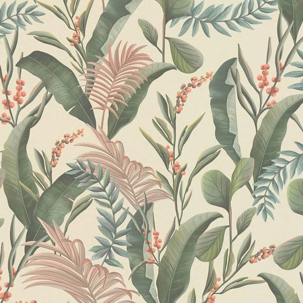 Profhome 394361-GU Blumen Vliestapete Floral Matt Creme GrüN Beige Rosa 5,33 M2-image