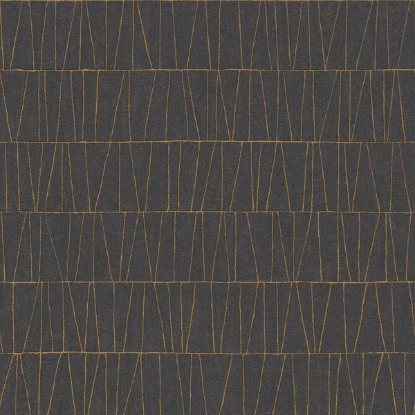 Profhome 395063-GU Carta Da Parati Grafica In Tessuto Non Tessuto Accenti Metallici Oro Nero 5,33 M2-image