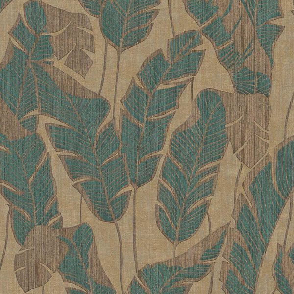 Profhome 395022-GU Carta Da Parati In Tessuto Non Tessuto Nature Floreale Lucido Beige Verde Nero 5,33 M2-image