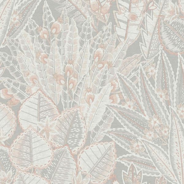 Profhome 396534-GU Carta Da Parati In Tessuto Non Tessuto Floral Grigio Opaco Beige Bianco 5,33 M2-image
