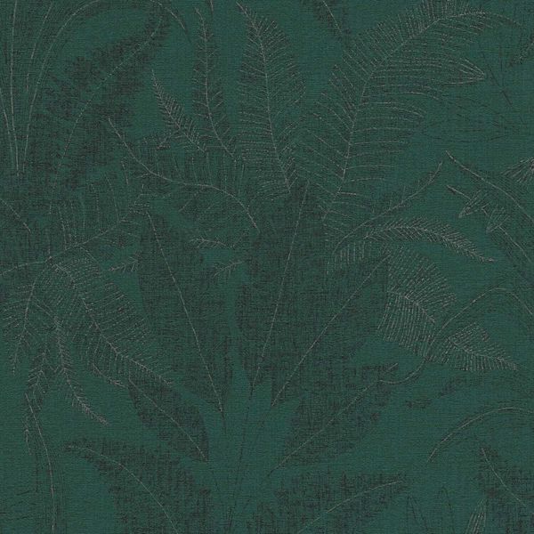 Profhome 396543-GU Carta Da Parati In Tessuto Non Tessuto Country House Floreale Opaco Verde Argento Nero 5,33 M2-image