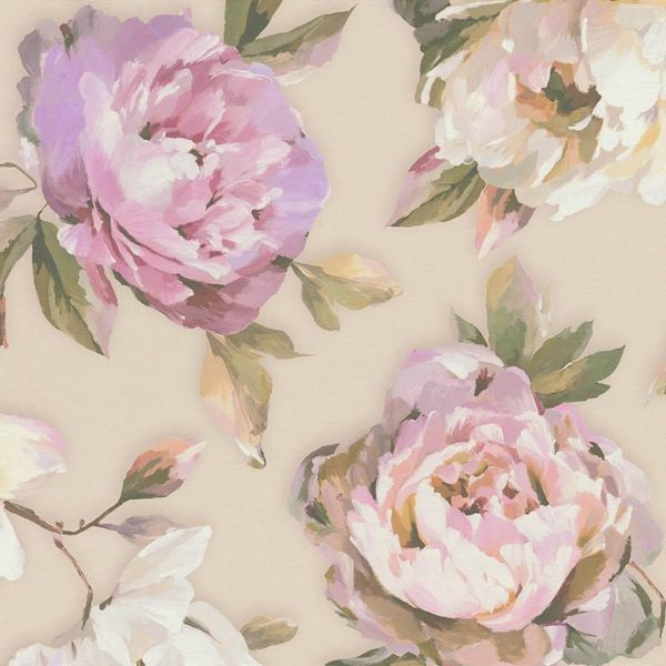 Profhome 396081-GU Blumen Vliestapete Floral Matt Violett Pink GrüN Beige 5,33 M2-image
