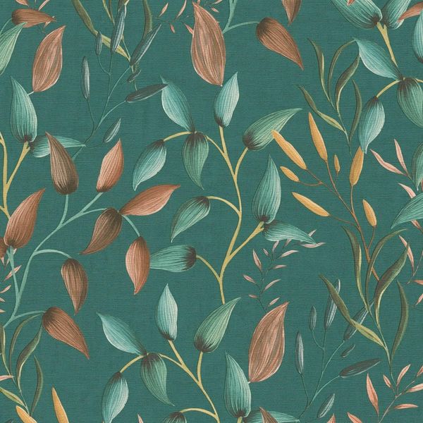 Profhome 397454-GU Landhaus Vliestapete Floral Matt GrüN Petrol Orange Gelb 5,33 M2-image