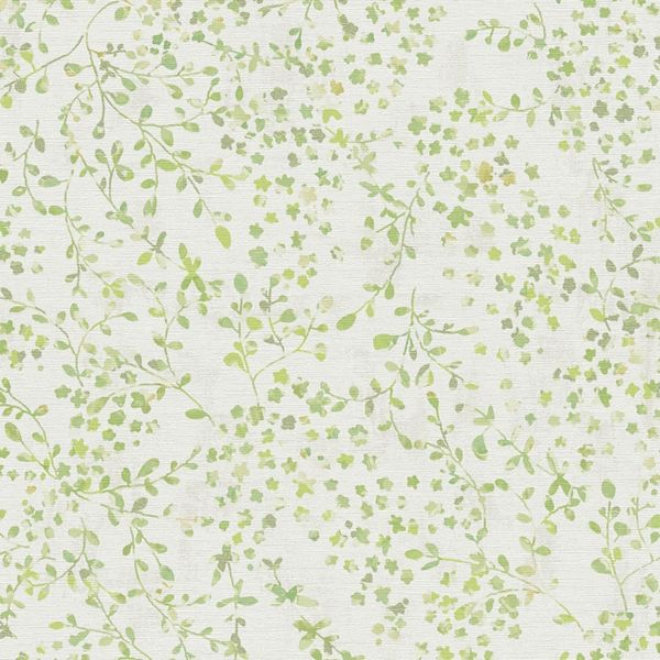 Profhome 397472-GU Carta Da Parati In Tessuto Non Tessuto Floral Verde Opaco Bianco Crema 5,33 M2-image