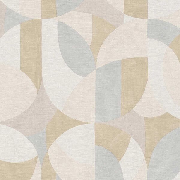 Profhome 399324-GU Carta Da Parati Retrò In Tessuto Non Tessuto Grafica Grigio Opaco Crema Bianco Beige Bianco 5,33 M2-image