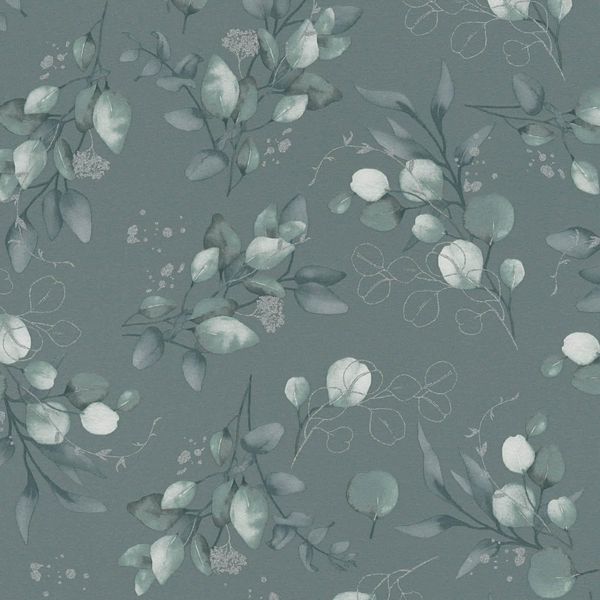 Profhome 397683-GU Carta Da Parati In Tessuto Non Tessuto Effetto Lucido Floreale Verde Argento 5,33 M2-image