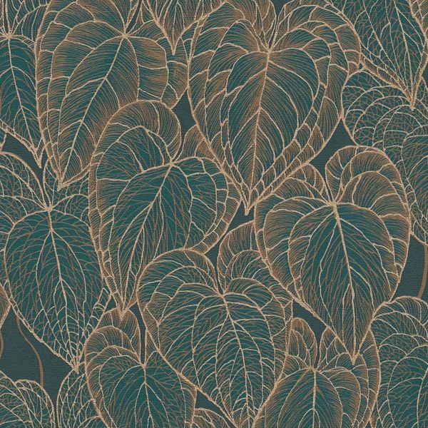 Profhome 781281-GU Carta Da Parati In Tessuto Non Tessuto Nature Floreale Scintillante Marrone Verde Oro 5,33 M2-image