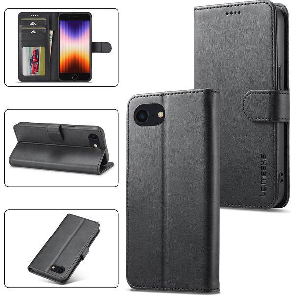 Custodia Per Iphone 16E Custodia Flip In Pelle Con Chiusura Magnetica E Supporto, Custodia Protettiva Nera-image