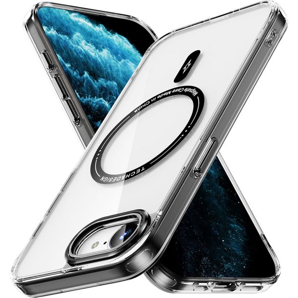 Custodia Magnetica Trasparente Per Iphone 16E, Compatibile Con Magsafe, Custodia Protettiva Ibrida Antiurto Nera-image
