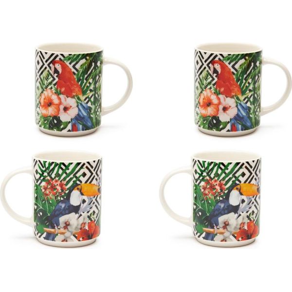 Excelsa Set Con 4 Tazze Tropical Chic Porzellan 30 Cl Bunt-image