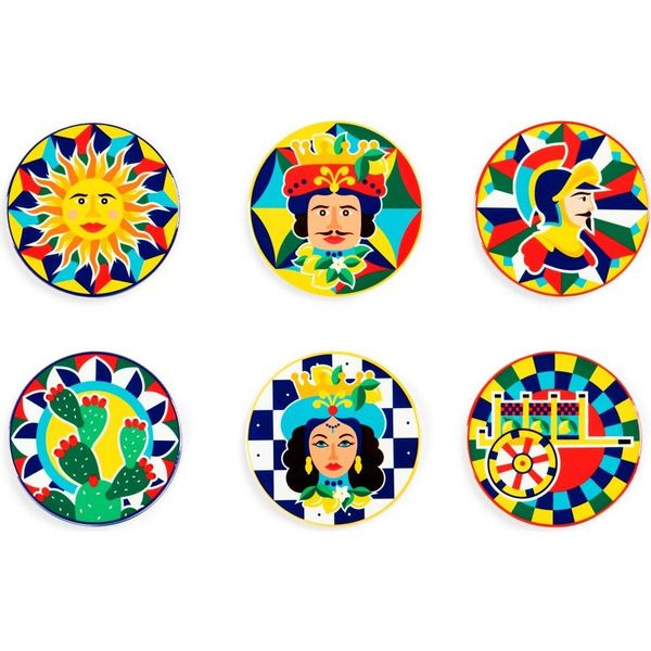 Excelsa Set Di 6 Sottobicchieri Sicilian Rhapsody In Ceramica 10,5X1X10,5 Cm Colorato-image