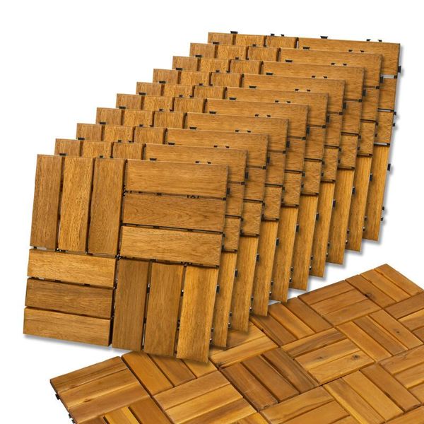 4Iq Piastrelle In Legno Acacia Mosaico Click Piastrella Per Terrazza 30X30 Cm Mosaico-image