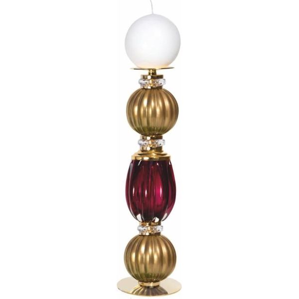 Casa Padrino Luxury Crystal Candleholder Ruby Red / Gold H. 42 Cm - Italy-image