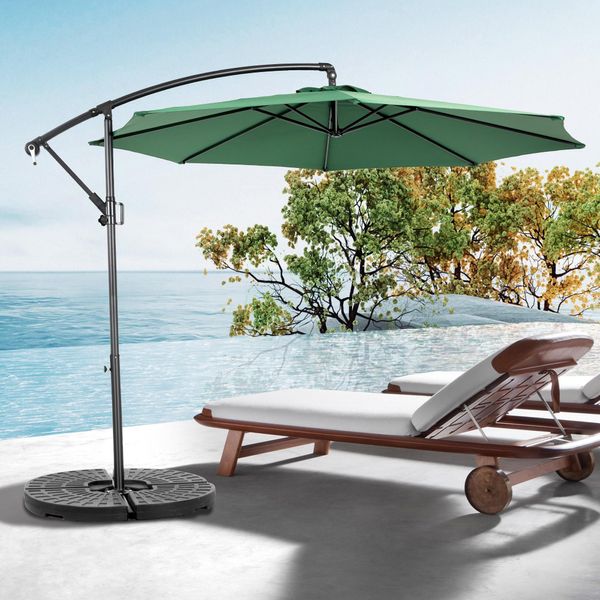 Supporto Per Ombrellone Aiorber, 14,8 Piedi, Poliestere, Ombra Resistente, Design Bifacciale, Facile Da Usare, Meccanismo A Manovella, Per Giardino, Verde Scuro-image