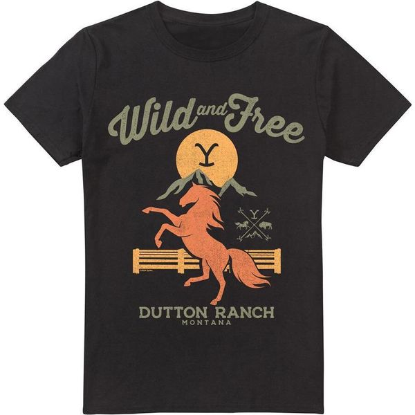 Yellowstone - Maglietta "Wild & Free"" Da Uomo TV5696 (4XL) (Nero)"-image