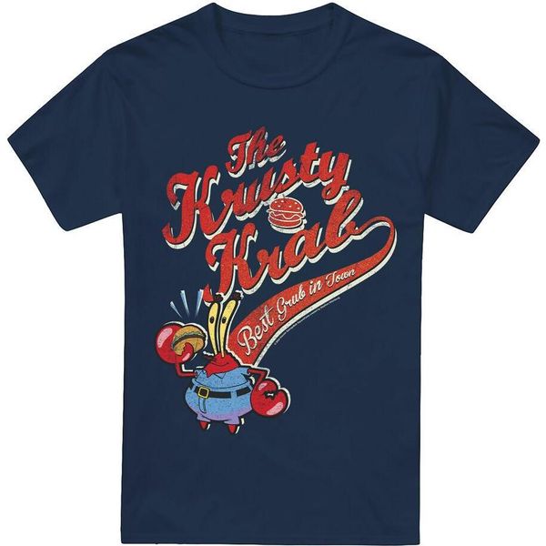 Spongebob Squarepants - Maglietta "The Krusty Krab"" Da Uomo TV6424 (M) (Blu Navy)"-image