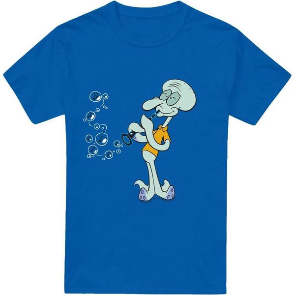 Spongebob Squarepants - Maglietta "Squidward's Clarinet"" Da Uomo TV6662 (L) (Blu Reale)"-image