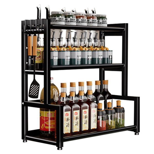 Portaspezie Portaspezie Da Cucina Con 6 Ganci Piano Di Lavoro Della Cucina Sistema Portaspezie Scaffale Da Bagno Scaffale Da Balcone-image