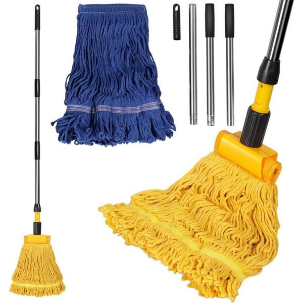 Set Di Mop Per Pavimenti In Cotone Hevol Con Manico In Acciaio Inox E 2 Teste Di Mop A Corda Per Piastrelle In Legno Duro E Laminato-image