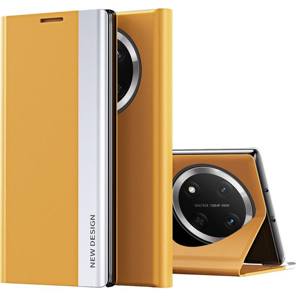 Per Honor Magic 7 Lite / X9C Design Custodia Flip In Pelle Finta Placcata Arancione-image