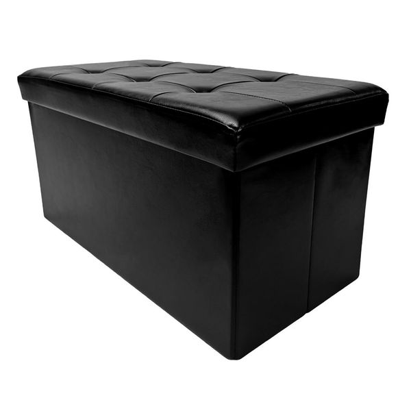 Pouf Di Seduta Con Vano Portaoggetti, Sgabello Imbottito 30 X 60 Cm, Pouf Di Seduta Imbottito In-image