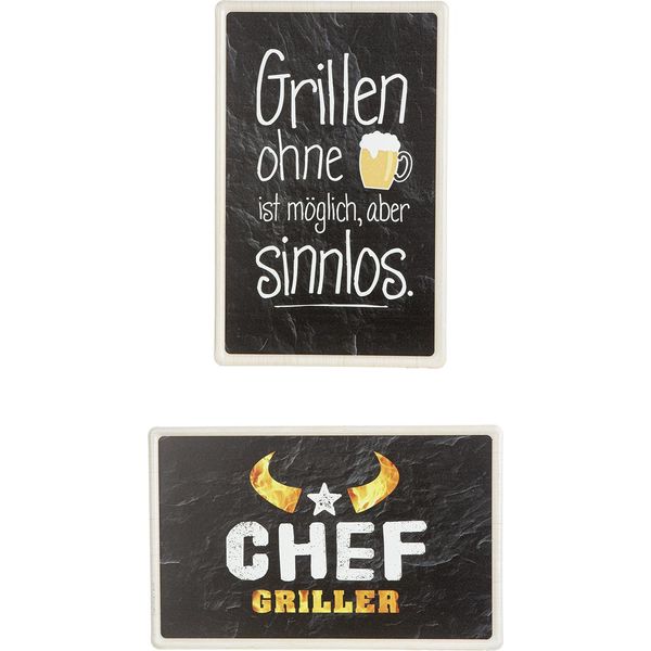 Gilde Schild, Rechteckig, "Grill"", Spruch, Metall, Schwarz, Ve 6, 2 StüCk Wie Abgebildet, B. 19 Cm, H. 30 Cm 58652"-image