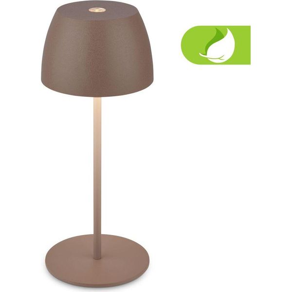 Briloner Serina Mini Lampada Da Tavolo A Led Senza Fili IP44, Dimmerabile, Touch, Protezione Dagli Spruzzi D'acqua, Batteria, Paralume, Ø8 X 20 Cm-image