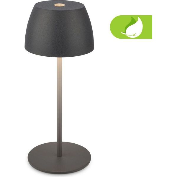 Briloner Serina Mini Lampada Da Tavolo Led Senza Fili IP44, Dimmerabile, Touch, Protezione Dagli Spruzzi D'acqua, Batteria Ricaricabile, Antracite, Ø8 X 20 Cm-image