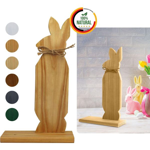 Floranica Decorazione Pasquale Coniglio In Legno Naturale 30 Cm Decorazione Di Pasqua Ornamento Primaverile Diy-image