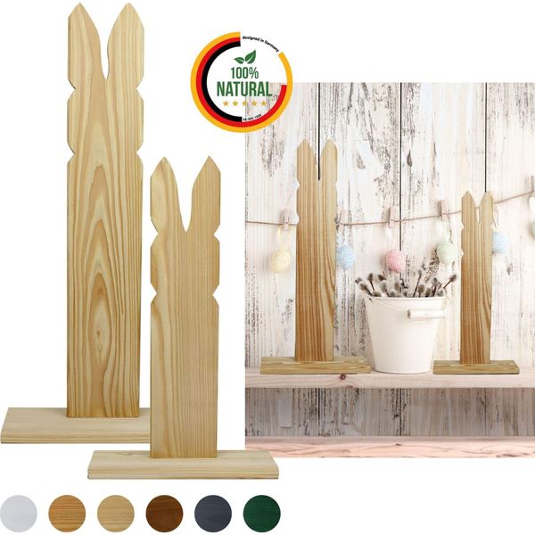 Floranica Set 2 Conigli In Legno Non Trattato 40 E 50 Cm Decorazione Di Pasqua Ornamento Primaverile Diy-image