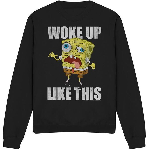 Spongebob Squarepants - Felpa "Woke Up Like This Meme"" Per Bambini/Donne Unisex TV12839 (M) (Schwarz)"-image