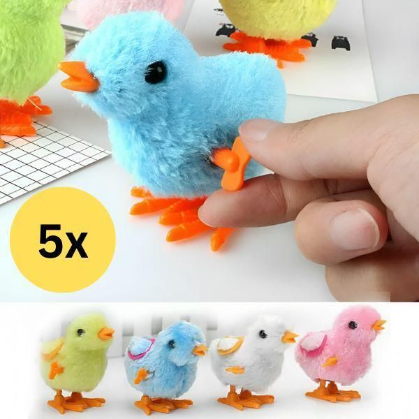 Set Di 5 Pulcini Colorati Wind-Up, Pulcini Di Pasqua Wind-Up, Giocattolo Wind-Up - Chiklet-image