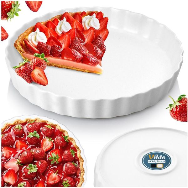 Vilde Teglia Per Crostate Teglia Per Quiche Teglia Per Torte In Ceramica Bianca 24,5 Cm-image