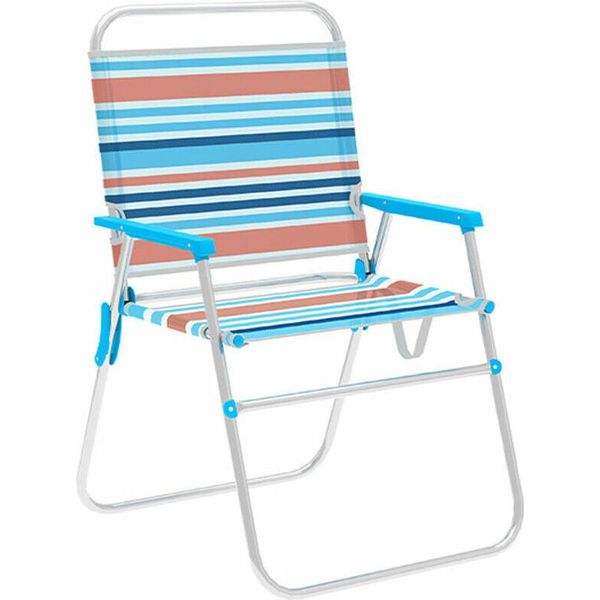 Marbueno Sedia Pieghevole In Alluminio A Strisce Arancioni E Blu Piscina 52X56X80 Cm 10462-image