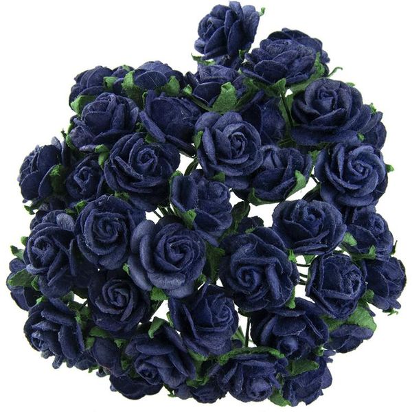 Rosen Aperto 25 Mm 50 Pezzi Scrapbooking Fiori Di Carta Di Gelso Fiori Blu Scuro-image