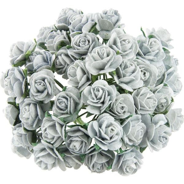 Rosen Aperto 25 Mm 25 Pz. Fiori Di Carta Di Gelso Scrapbooking, Grigio-image