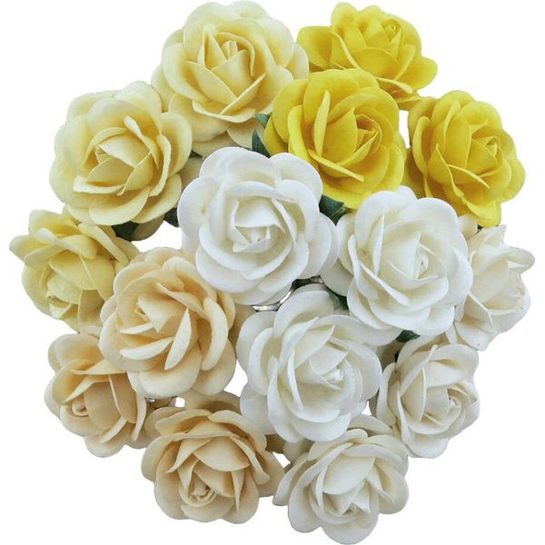 Rosen Traliccio 35Mm 20Pz Scrapbooking Fiori Di Carta Di Gelso, Bianco Avorio-image