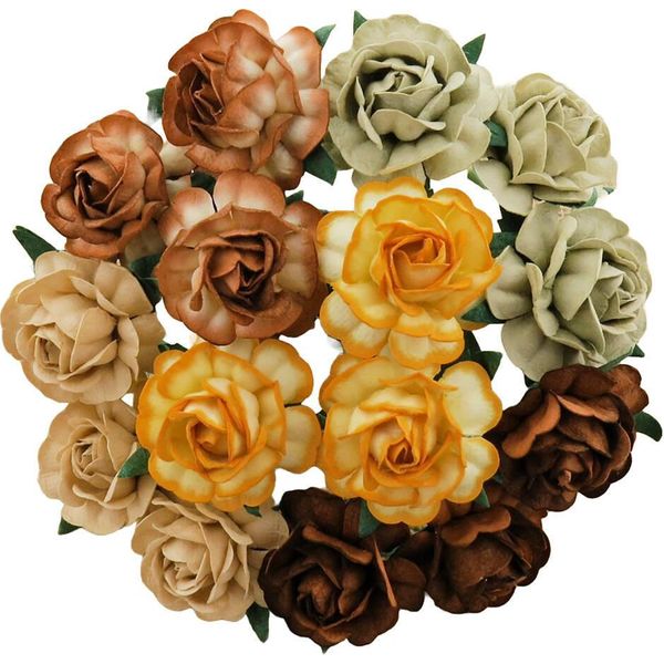 Rosen Tea 40Mm 20Pcs Scrapbooking Fiori Di Carta Di Gelso, Mix Beige-image
