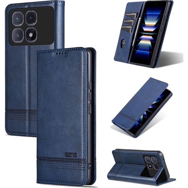 Custodia In Pelle Per Xiaomi Redmi K70 Ultra, Custodia Pieghevole A Portafoglio Con Chiusura Magnetica E Supporto Blu-image