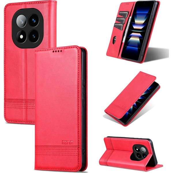 Custodia In Pelle Per Xiaomi Redmi Note 14 Pro+ 5G, Custodia Pieghevole A Portafoglio Con Chiusura Magnetica E Supporto Rosa-image