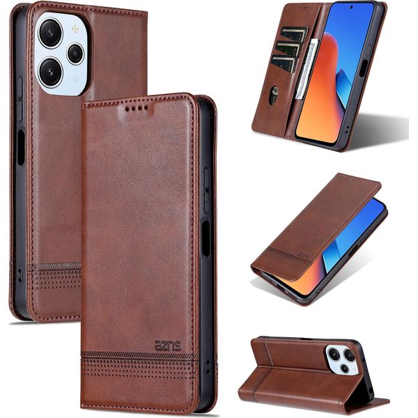 Custodia In Pelle Per Xiaomi Redmi 12 4G, Custodia Pieghevole A Portafoglio Con Chiusura Magnetica E Supporto Caffè-image