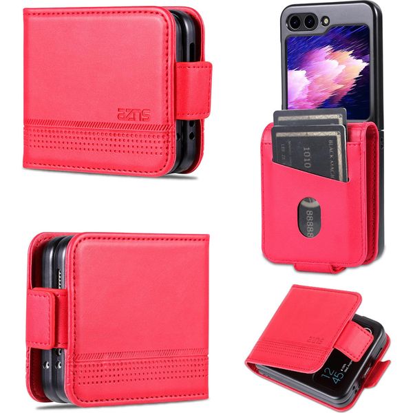 Custodia In Pelle Per Samsung Galaxy Z Flip6 / Z Flip7 Fe, Custodia Pieghevole A Portafoglio Con Chiusura Magnetica E Supporto Rosa-image