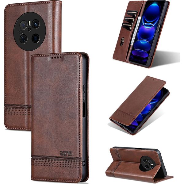 Custodia In Pelle Per Huawei Mate 70, Custodia Pieghevole A Portafoglio Con Chiusura Magnetica E Supporto Caffè-image