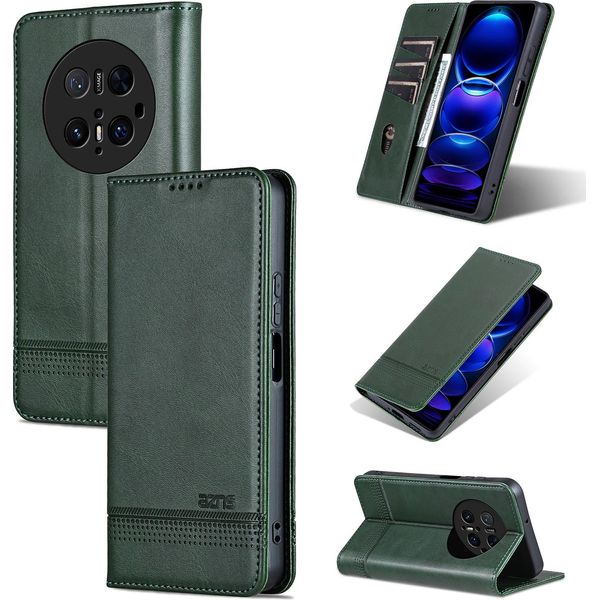 Custodia In Pelle Per Huawei Mate 70 Pro/Mate 70 Pro+, Custodia Pieghevole A Portafoglio Con Chiusura Magnetica E Supporto Verde-image