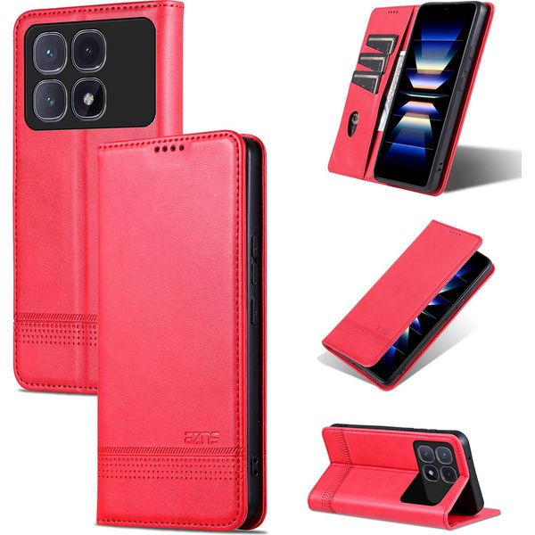 Custodia In Pelle Per Xiaomi Redmi K70 Ultra, Custodia Pieghevole A Portafoglio Con Chiusura Magnetica E Supporto Rosa-image