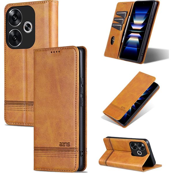Custodia In Pelle Per Xiaomi Redmi Turbo 3, Custodia Pieghevole A Portafoglio Con Chiusura Magnetica E Supporto Giallo-image