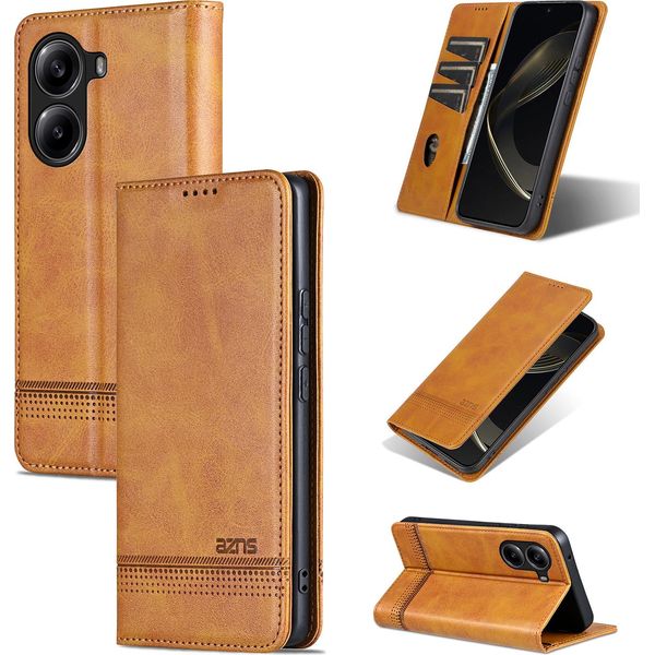 Custodia In Pelle Per Xiaomi Redmi Turbo 4 / Poco X7 Pro, Custodia Pieghevole A Portafoglio Con Chiusura Magnetica E Supporto Giallo-image