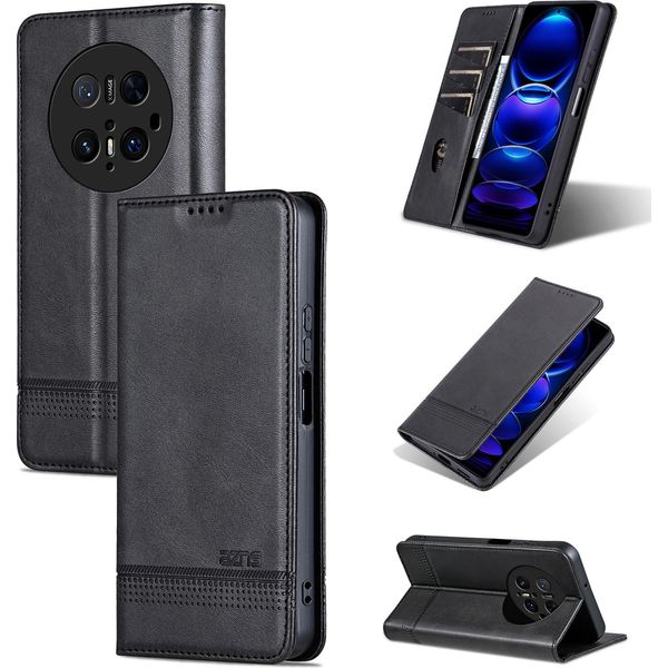 Custodia In Pelle Per Huawei Mate 70 Pro/Mate 70 Pro+, Custodia Pieghevole A Portafoglio Con Chiusura Magnetica E Supporto Nero-image